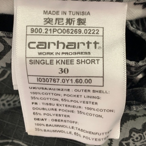 NWT Carhartt WIP Single Knee Short Columbia Ripstop Black Heavy Stone Wash - Picture 5 of 12